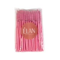 Elan Professional Line — одноразовая нейлоновая щеточка для бровей, розового цвета 50 шт