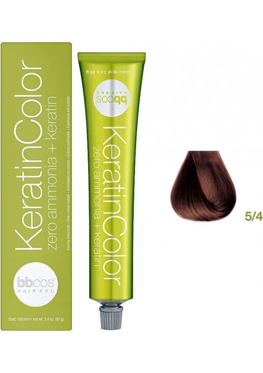BBcos Keratin Color Hair Cream - Безаміачна фарба для волосся 100 мл 5/4 - Каштановий світлий мідний