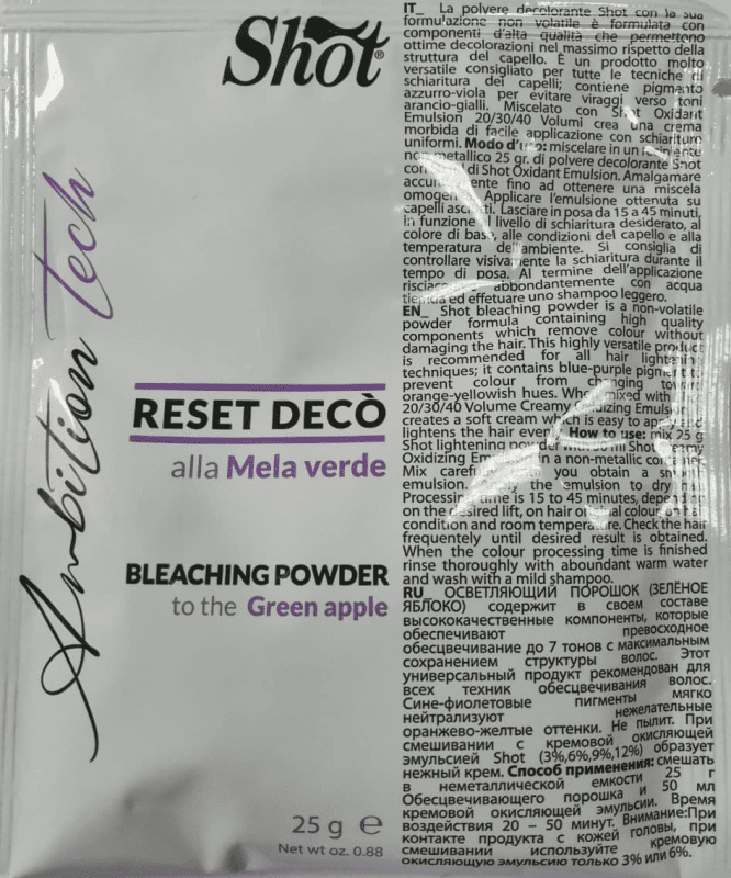 Shot Ambition Tech Bleaching Powder - Пудра для волос "Зеленое яблоко" 25 г