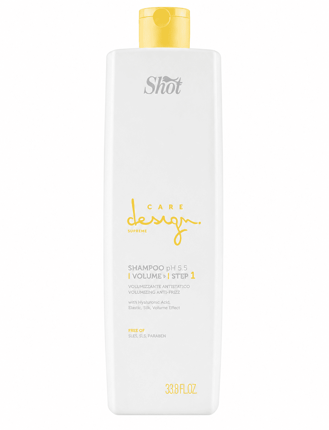 Shot Care Design Volume+ Step 1 Total Volumizing Anti-Frizz Shampo - Шампунь для надання об'єму волоссю 1000 мл