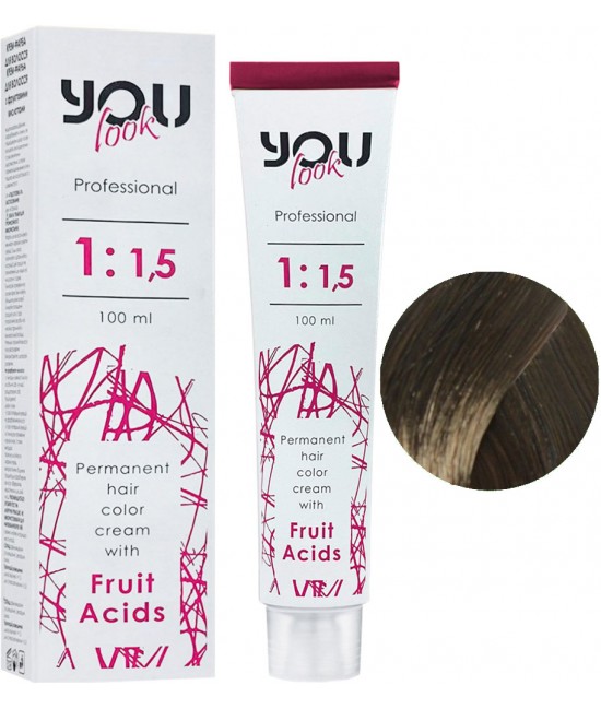 You Look Permanent Hair Color Cream With Fruit Acids - Стойкая Краска Для Волос 100 мл 4.1 Шатен пепельный