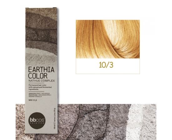 BBcos Earthia Color - Фарба для волосся без аміаку 100 мл 10/3 - Золотистий ультра світлий блондин
