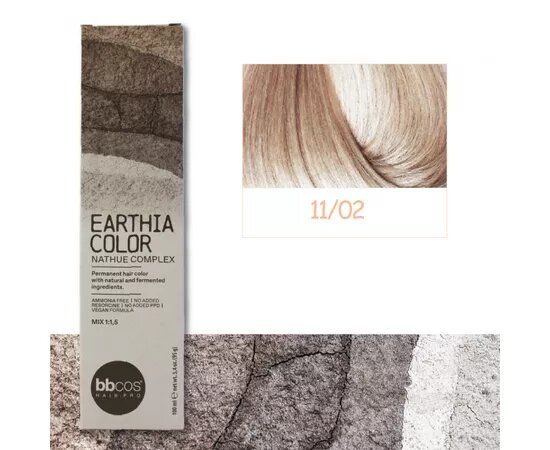 BBcos Earthia Color - Фарба для волосся без аміаку 100 мл 11/02 - Перламутровий екстра-блонд
