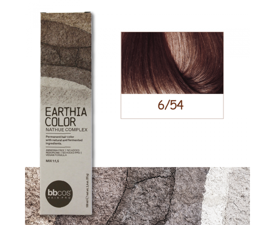 BBcos Earthia Color - Фарба для волосся без аміаку 100 мл 6/54 - тропічний темно-русявий