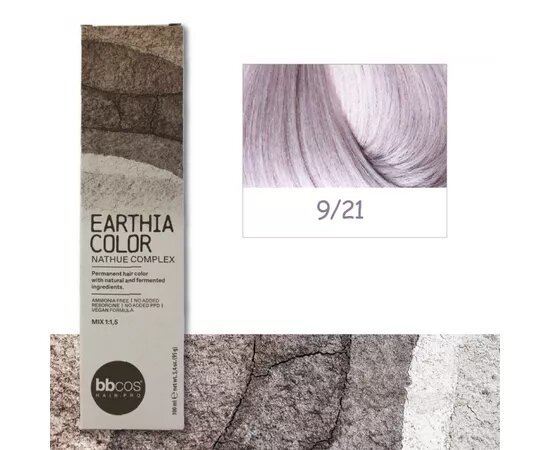 BBcos Earthia Color - Фарба для волосся без аміаку 100 мл 9/21 - Фіолетово-попелястий блондин