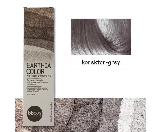 BBcos Earthia Color - Фарба для волосся без аміаку 100 мл GREY графіт