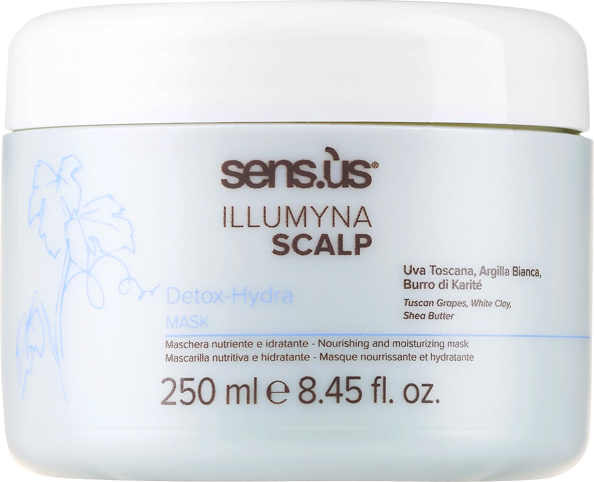 Sens.ùs Illumyna Scalp Detox Hydra Mask — увлажняющая маска для кожи головы 250 мл