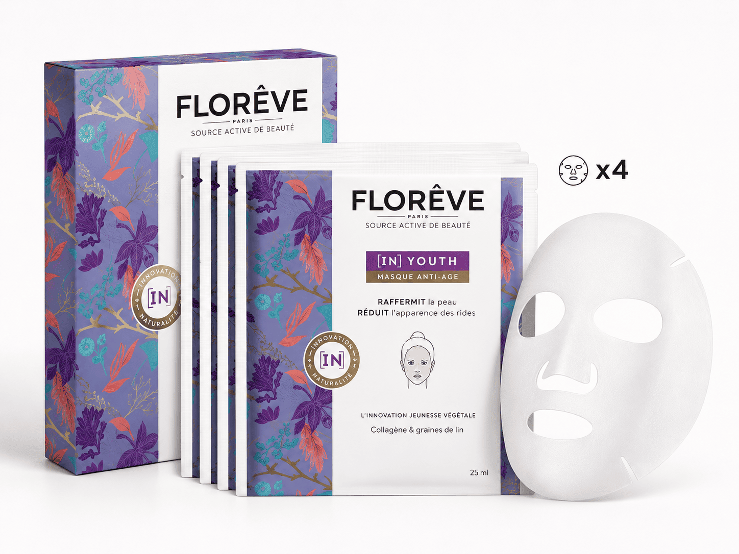 Floreve [IN] Youth Masque Anti-Age - Маска-лист для зміцнення та пружності шкіри 4x25мл