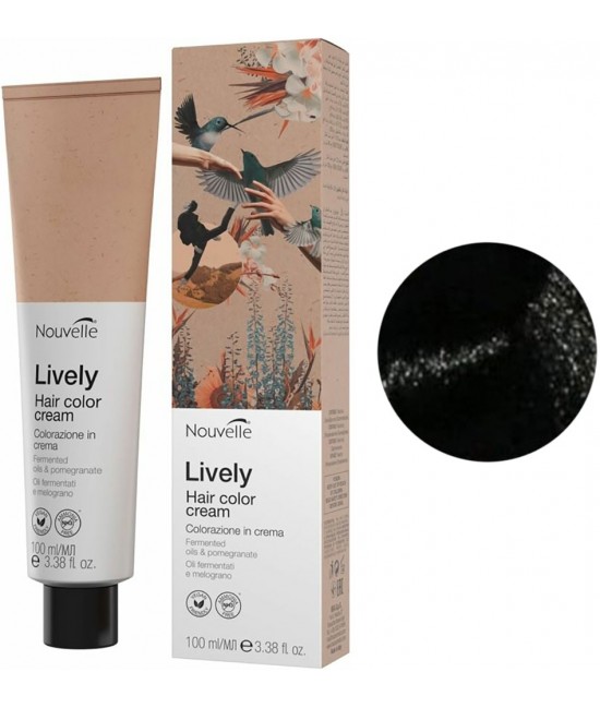 Nouvelle LIVELY Hair Color Крем-фарба для волосся без аміаку 100 мл 1 Чорний