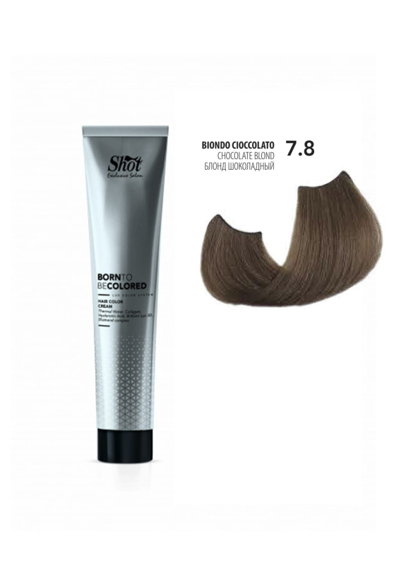 Shot Born To Be Colored Hair Color Cream - Крем-фарба для волосся 100 мл 7.8 Блонд шоколадний