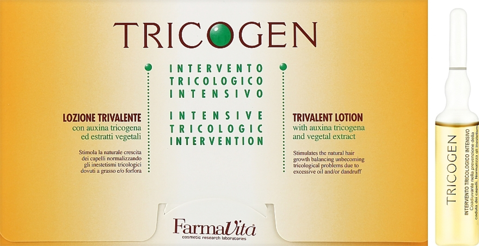 Farmavita Tricogen Lotion - Лосьйон проти лупи та випадіння волосся (ампули) 12 х 8 мл