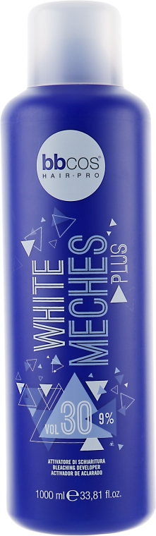 BBcos White Meches Plus 30 Vol - Окислювач для освітлення волосся 1000 мл 30 vol (9%)