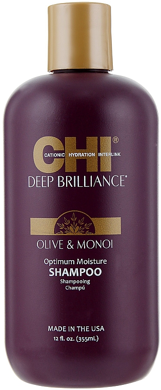 CHI Deep Brilliance Olive&Monoi Optimum Moisture Shampoo - Увлажняющий шампунь 355 мл