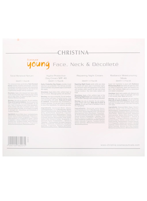 Набір для обличчя, шиї і декольте - Christina Forever Young Face, Neck & Decollete Kit - 1
