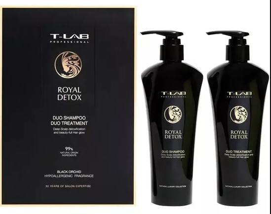 T-LAB Royal Detox Duo Shampoo and Duo Treatment Set – Royal Detox Shampoo, 300 мл + 300 мл