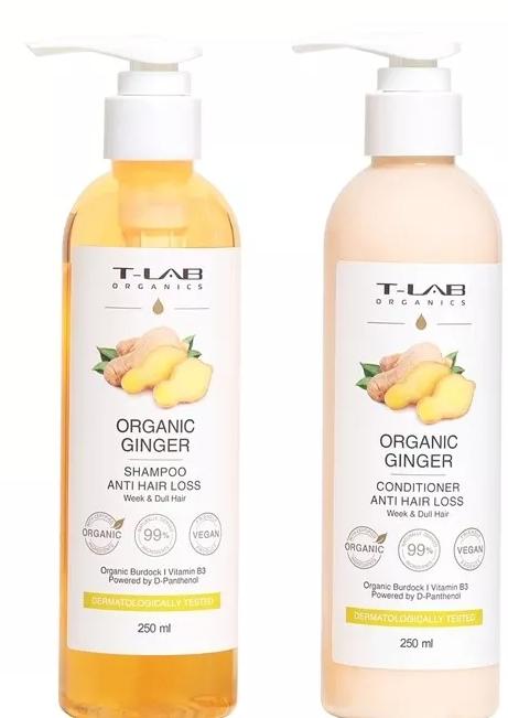 T-LAB ORGANIC Ginger Shampoo and Mask set — Шампунь, 250мл+250мл