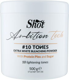 Экстрабелый обесцвечивающий порошок для волос, 10 тонов - Shot Ambition Tech 10 Tones Extra White Bleaching Powder